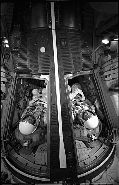 Space History Photo: McDivitt and White Simulate Launch